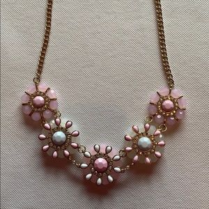 Pink and white with rhinestones statement necklace